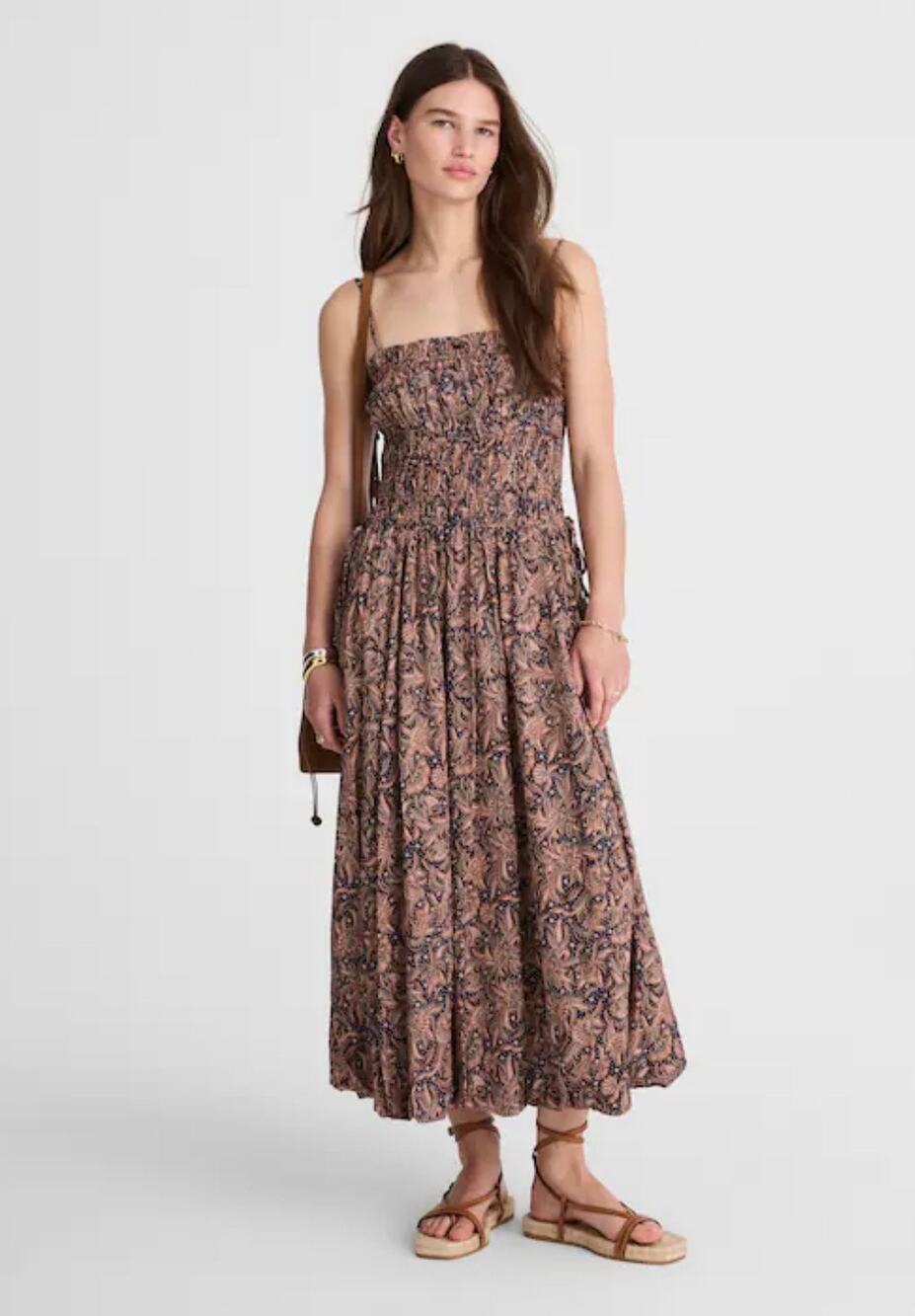 Madewell navy and orange paisley dress size S